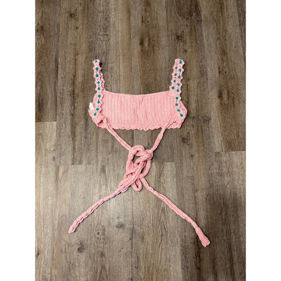 Agua Bendita Women's Knit Albany Java Pink Crop Top Size Small - Picture 2 of 9